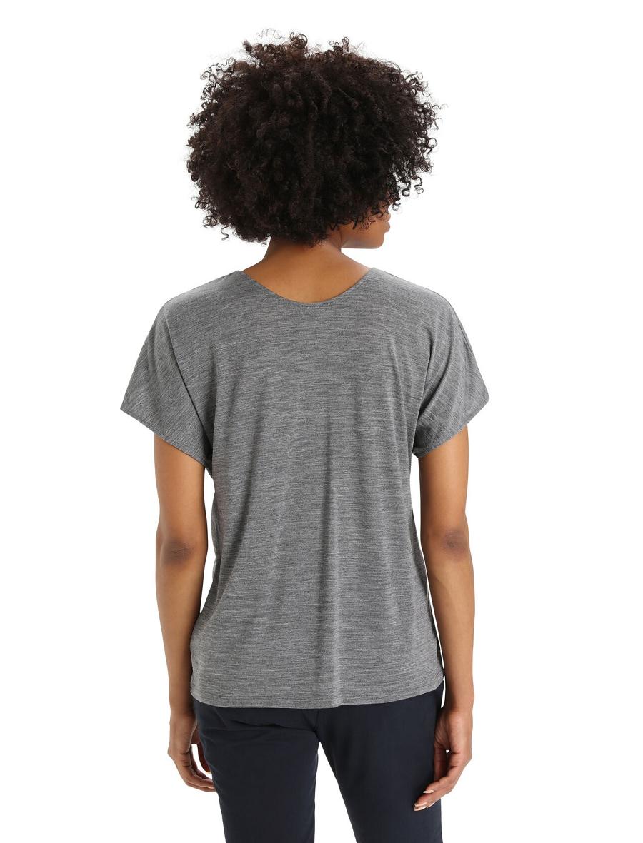 Women's Icebreaker Merino Drayden Reversible Short Sleeve Top T Shirts Gritstone Heather | CA 1363TCEV